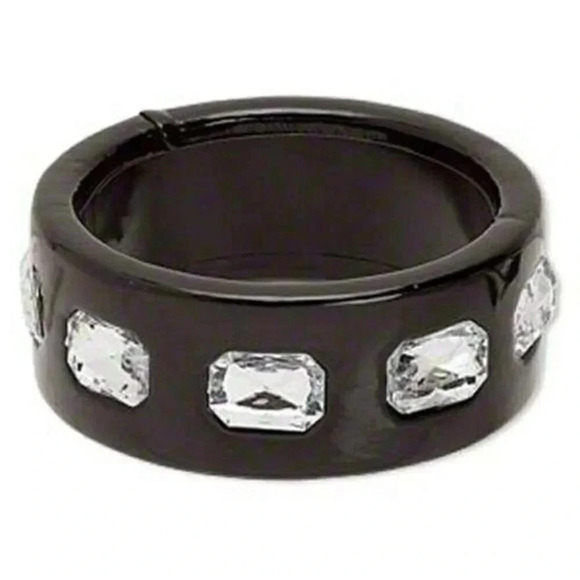 Shagadellic Bangle Bracelet Black Vinyl & Jewels - Picture 1 of 1